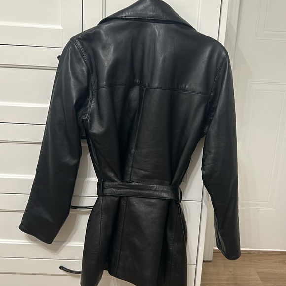 Black leather tie jacket - Picture 5 of 6